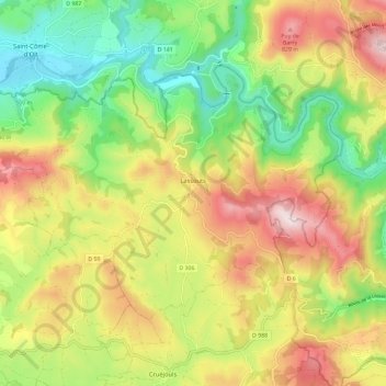 Topografische Karte Lassouts, Höhe, Relief