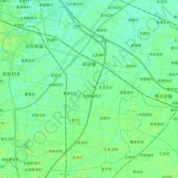 Topografische Karte 邓庄镇, Höhe, Relief