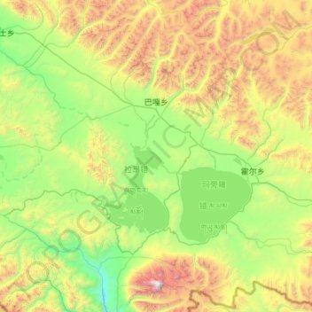 Topografische Karte 巴嘎乡, Höhe, Relief
