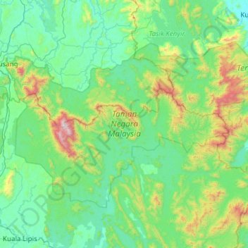 Topografische Karte Taman Negara, Höhe, Relief