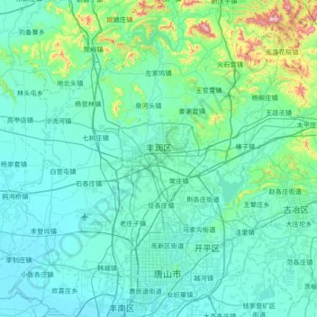 Topografische Karte 丰润区, Höhe, Relief