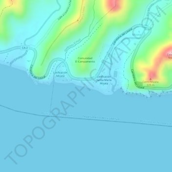 Topografische Karte Playa Mizata, Höhe, Relief
