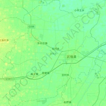 Topografische Karte 武强县, Höhe, Relief