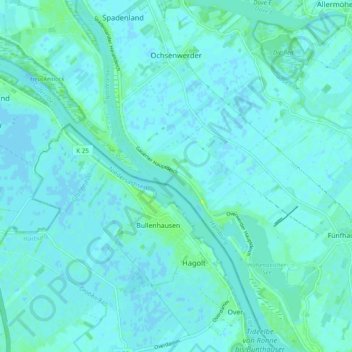 Topografische Karte Ochsenwerder, Höhe, Relief