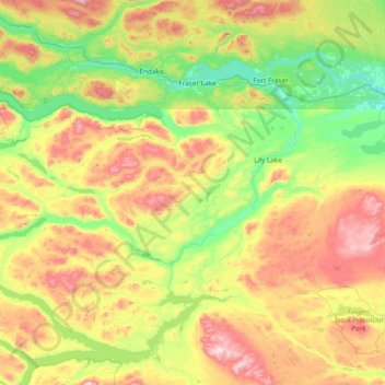 Topografische Karte Area D (Endako/Fort Fraser), Höhe, Relief