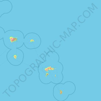 Topografische Karte Îles Marquises, Höhe, Relief
