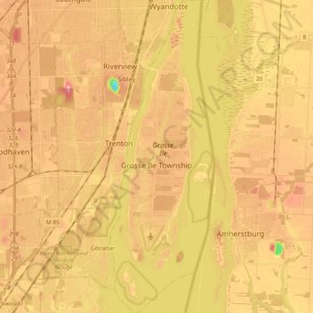 Topografische Karte Grosse Ile Township, Höhe, Relief