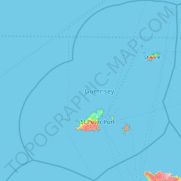 Topografische Karte Guernsey, Höhe, Relief