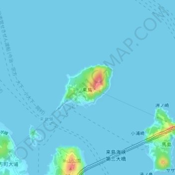 Topografische Karte 小島, Höhe, Relief