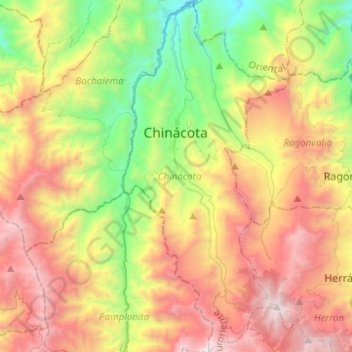 Topografische Karte Chinácota, Höhe, Relief