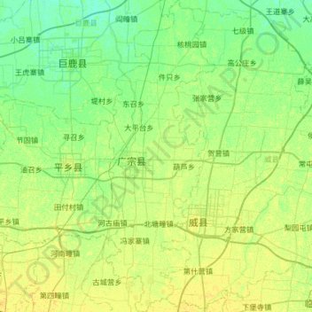 Topografische Karte 广宗县, Höhe, Relief