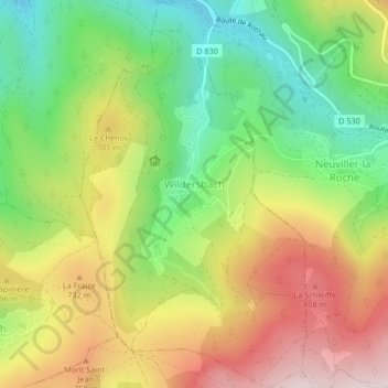 Topografische Karte Wildersbach, Höhe, Relief