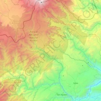 Topografische Karte Isnos, Höhe, Relief