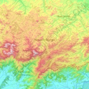 Topografische Karte Nova Friburgo, Höhe, Relief