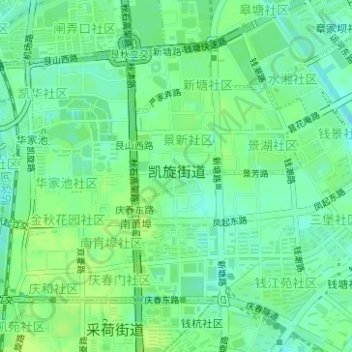 Topografische Karte 凯旋街道, Höhe, Relief