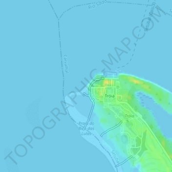Topografische Karte Praia de Tróia, Höhe, Relief