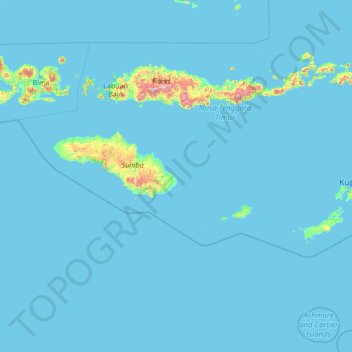 Topografische Karte Savu Sea Maritime National Park, Höhe, Relief