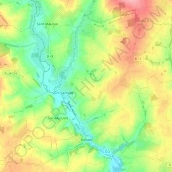 Topografische Karte Rohan, Höhe, Relief