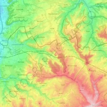 Topografische Karte Vuren, Höhe, Relief
