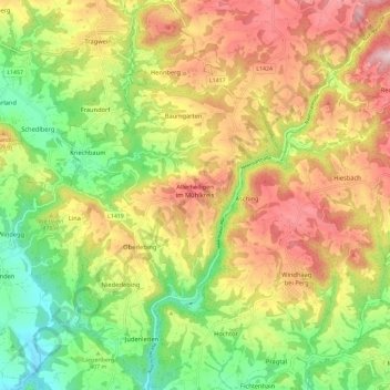 Topografische Karte Allerheiligen im Mühlkreis, Höhe, Relief