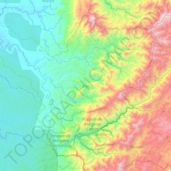 Topografische Karte Sipí, Höhe, Relief