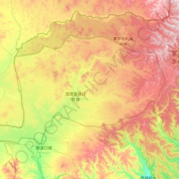 Topografische Karte 御道口草原森林风景区, Höhe, Relief