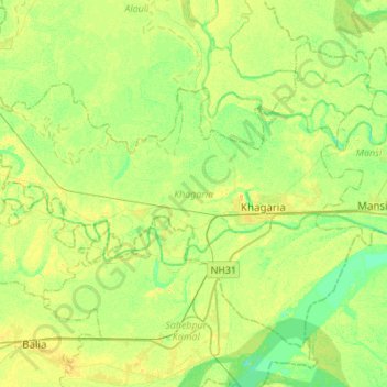 Topografische Karte Khagaria, Höhe, Relief