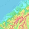 Topografische Karte Westland Tai Poutini National Park, Höhe, Relief