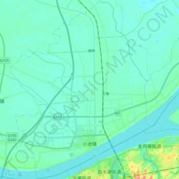 Topografische Karte 小池镇, Höhe, Relief