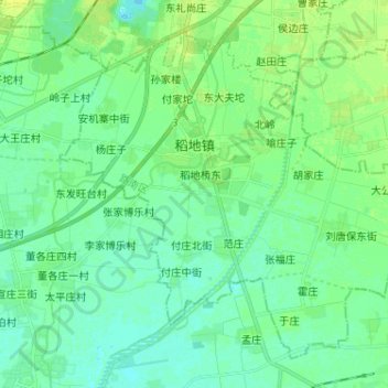 Topografische Karte 稻地镇, Höhe, Relief