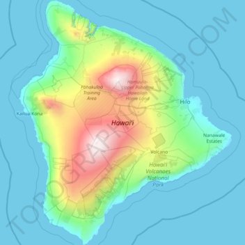 Topografische Karte Hawaii, Höhe, Relief