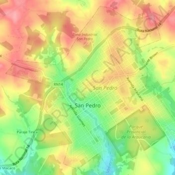 Topografische Karte San Pedro, Höhe, Relief