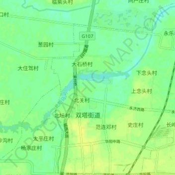 Topografische Karte 双塔街道, Höhe, Relief