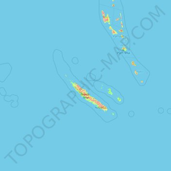 Topografische Karte Neukaledonien, Höhe, Relief