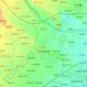 Topografische Karte 长安路街道, Höhe, Relief