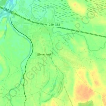Topografische Karte Шумский, Höhe, Relief