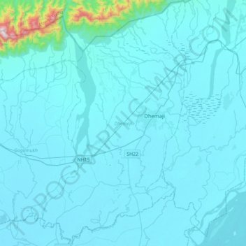 Topografische Karte Dhemaji, Höhe, Relief