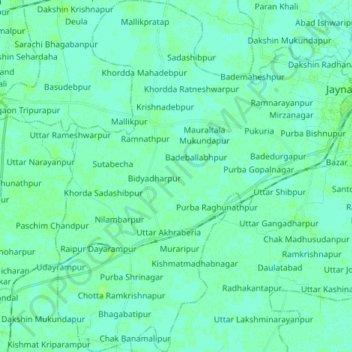 Topografische Karte Mandirbazar, Höhe, Relief