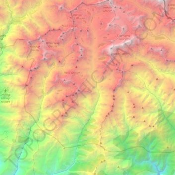 Topografische Karte Chheskam, Höhe, Relief