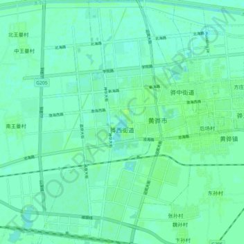 Topografische Karte 骅西街道, Höhe, Relief