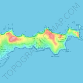 Topografische Karte Ponta de São Lourenço, Höhe, Relief