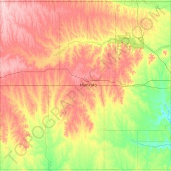 Topografische Karte Jewell County, Höhe, Relief