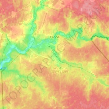 Topografische Karte Саров, Höhe, Relief