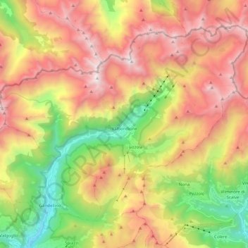 Topografische Karte Valbondione, Höhe, Relief