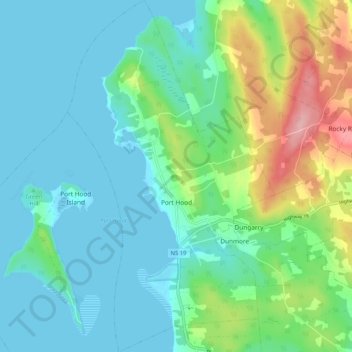 Topografische Karte Port Hood, Höhe, Relief