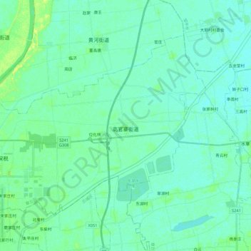 Topografische Karte 高官寨街道, Höhe, Relief