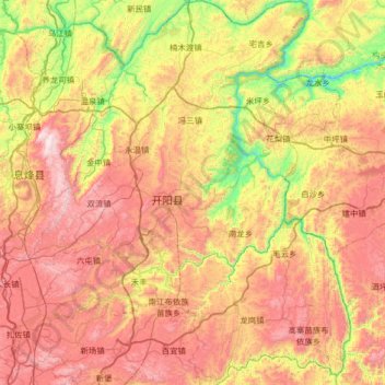 Topografische Karte 开阳县, Höhe, Relief