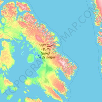 Topografische Karte Baffininsel, Höhe, Relief