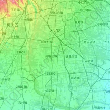 Topografische Karte 大兴区, Höhe, Relief