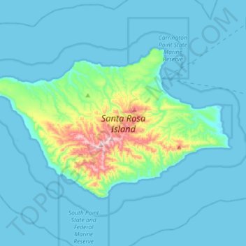 Topografische Karte Santa Rosa Island, Höhe, Relief